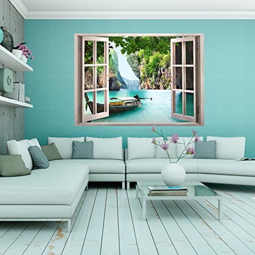 decomonkey | Optische Täuschung | Strand Meer Weitblick Fensterblick 3D...