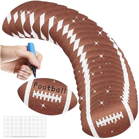 JULBEAR 70 Pcs Glitter Football Cutouts Poster Board Sports Ball Bulletin Football Shape Paper Cuts Party Decorations for Sports Theme Party Baby Shower Birthday Classroom Game Day Wall Decor Supplies Cover