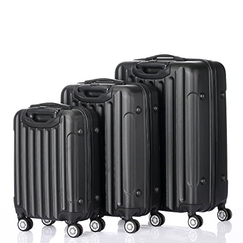 3-Piece Multifunctional Travel Suitcase Set (20"/24"/28") – Heavy-Duty Large Capacity Luggage, Durable Plastic & Metal Storage for Airplane, Moving, Home Organization, Black2