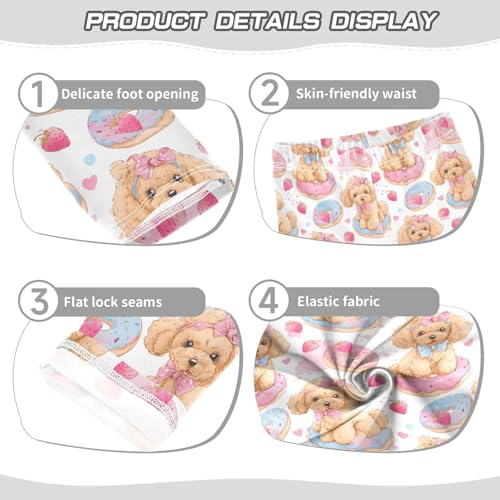 Doughnut Dog Pink Strawberry Girls Leggings Ultra Soft Compression Yoga Gym Pants for Kids 4-10T3