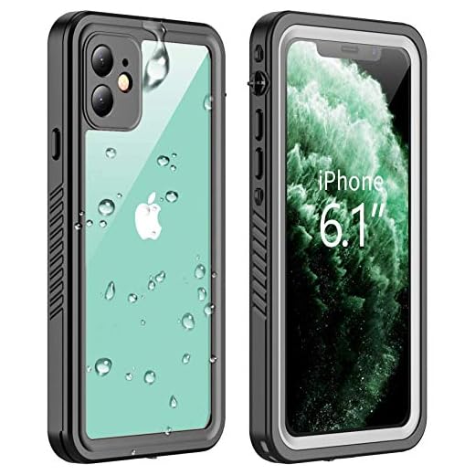 Vapesoon iPhone 11 Waterproof Case, Built-in Screen Protector 360 Full-Body Protection Clear Call Quality Heavy Duty Waterproof Shockproof Cover Case for iPhone 11 2019(6.1 Inch)-Black/Clear