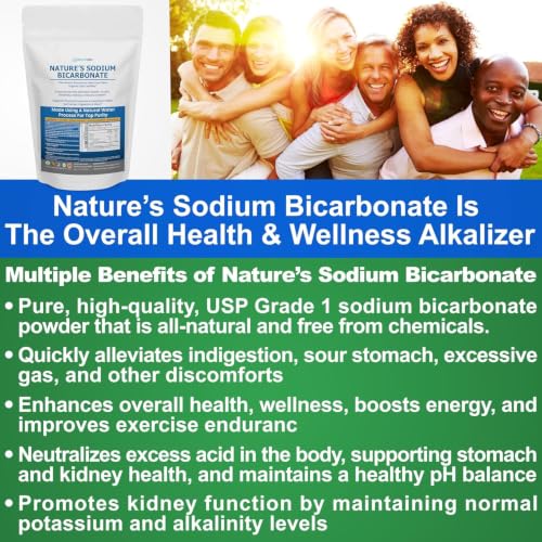 Image of Nature's Sodium Bicarbonate Organic Use Aluminum Free Baking Soda. No Chemical Pure Baking Soda Powder For Health & Wellness. Sodium Bicarbonate 1lb