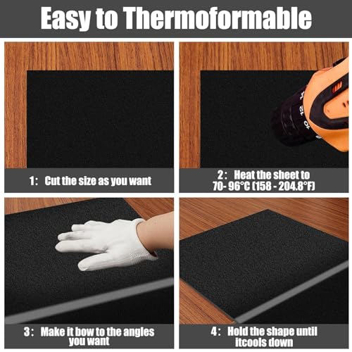 Image of ZWIN 6PCS Black ABS Plastic Sheets 12'' x 16'' x 1 /16 inch Different Sided ABS Sheets Moldable Than Acrylic Plexiglass Sheet, DIY Plastic Panels for Home Decor, Crafts