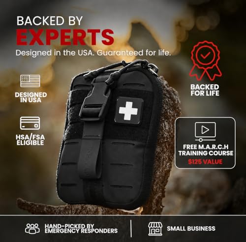 Image of My Medic Sidekick Pro - Camping Hiking and Backpacking First Aid Kit - 70 Items with Tourniquet - HSA and FSA Eligible - Small Ifak Great for Travel or Motorcycle - Portable Emergency Kit - Black
