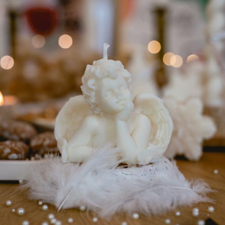 BURN BRIGHT Little Angel Soy Wax Candle | Scented | Decoration | Ideal for Christmas, New Year, etc | Elegant Candle for Festivals & Decoration | 100ml Wax (Berry (White))-image-44