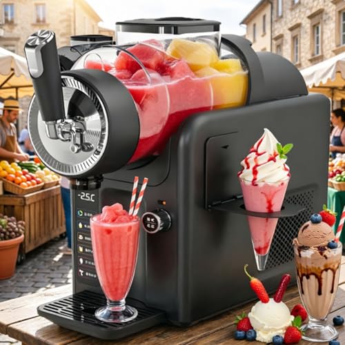 ErShangMao Machine À Granita 2026, 185 W, 2 L, sans Glace, Autonettoyante, 5 Programmes Prédéfinis pour Glaces À L'italienne, Boissons Froides, Milkshakes,...