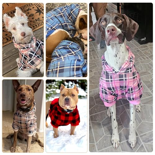 EXPAWLORER Hunde-Kapuzenpullover mit Karomuster, britischer Stil, Warmer Hundepullover mit Loch für die Leine, Pitbull-Kleidung, Wintermantel, Bekleidung für alle Rassen, Welpen, Mädchen, Jungen,