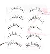 Fake Eyelashes Short False Eye Lashes Daily Strip Cross Black Thin Band LASGOOS 7-8mm Comic Manga...