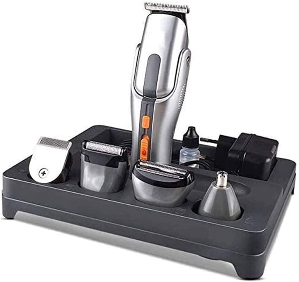 Cortapelos para hombres, kit de aseo 5 en 1, recortador de barba profesional, recargable, multiusos, para bigote, resistente al agua, para nariz y orejas, ideal