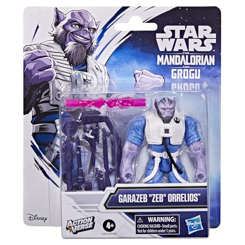 Image of STAR WARS ActionVerse Zeb Orrelios 4.5-Inch Action Figure & Accessories, Reusable Accessory Storage Rack, Toys for Boys & Girls Ages 4+