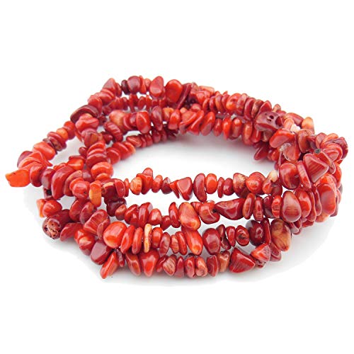 Image of HAAMIIQII 5-8mm Red Coral Chips Natural Chip Stone Beads for Jewelry Making