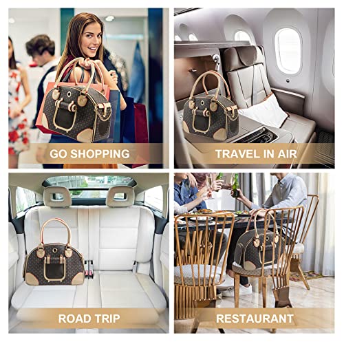 Betop House CW0107B1 Fashion Dog Carrier Pu Leather Dog Handbag Dog Purse Cat Tote Bag Pet Cat Dog Hiking Bag thumb #5