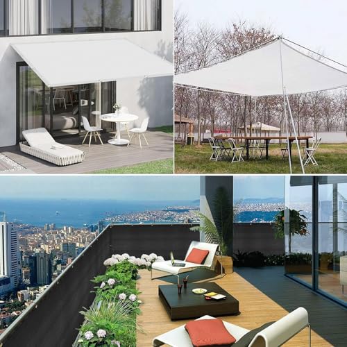 Toldo rectangular exterior de 3x8 m negro y blanco con ojales para jardín 8