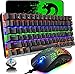 Kabelgebundene Gaming-Tastatur Mauskombination,3-in-1-Satz, mechanische Tastatur mit 82 Tasten und Rainbow-Hintergrundbeleuchtung, 26 Hintergrundbeleuchtung 12000DPI Kabelgebundene 65G-Leichtbau-Maus
