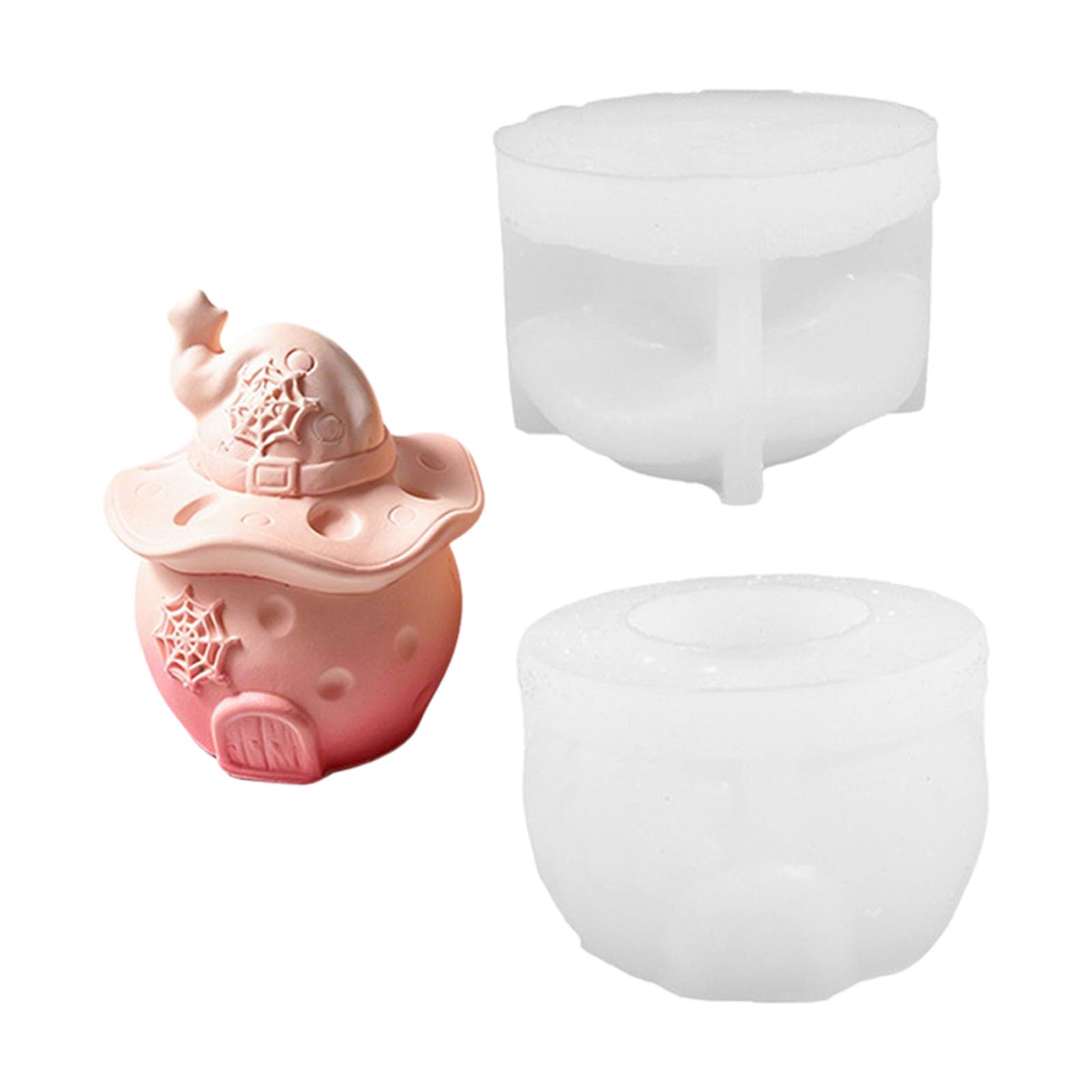 ADYJEE Container Mold with Witch Hat Lid, Silicone Halloween Jar Mold for Wax, Small Lidded Decor for Seasonal Projects Witch Hat Silicone Lidded Jar Halloween Wax Soap