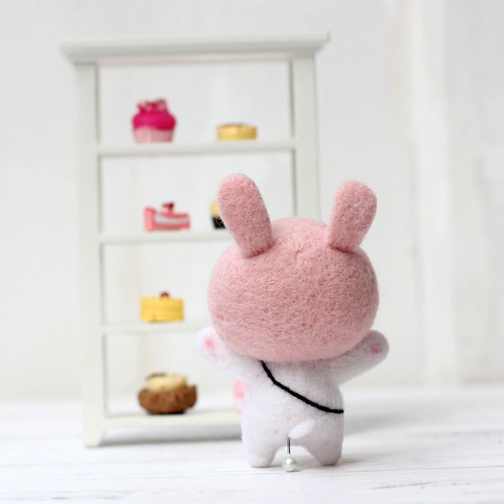 TEHAUX Felting Needles Rabbit Doll Needle Felting Starter Kit Wool Roving Cute Doll Wool Needle Felt Kit The Co Craft s Kids Plush Cat Child Aldult