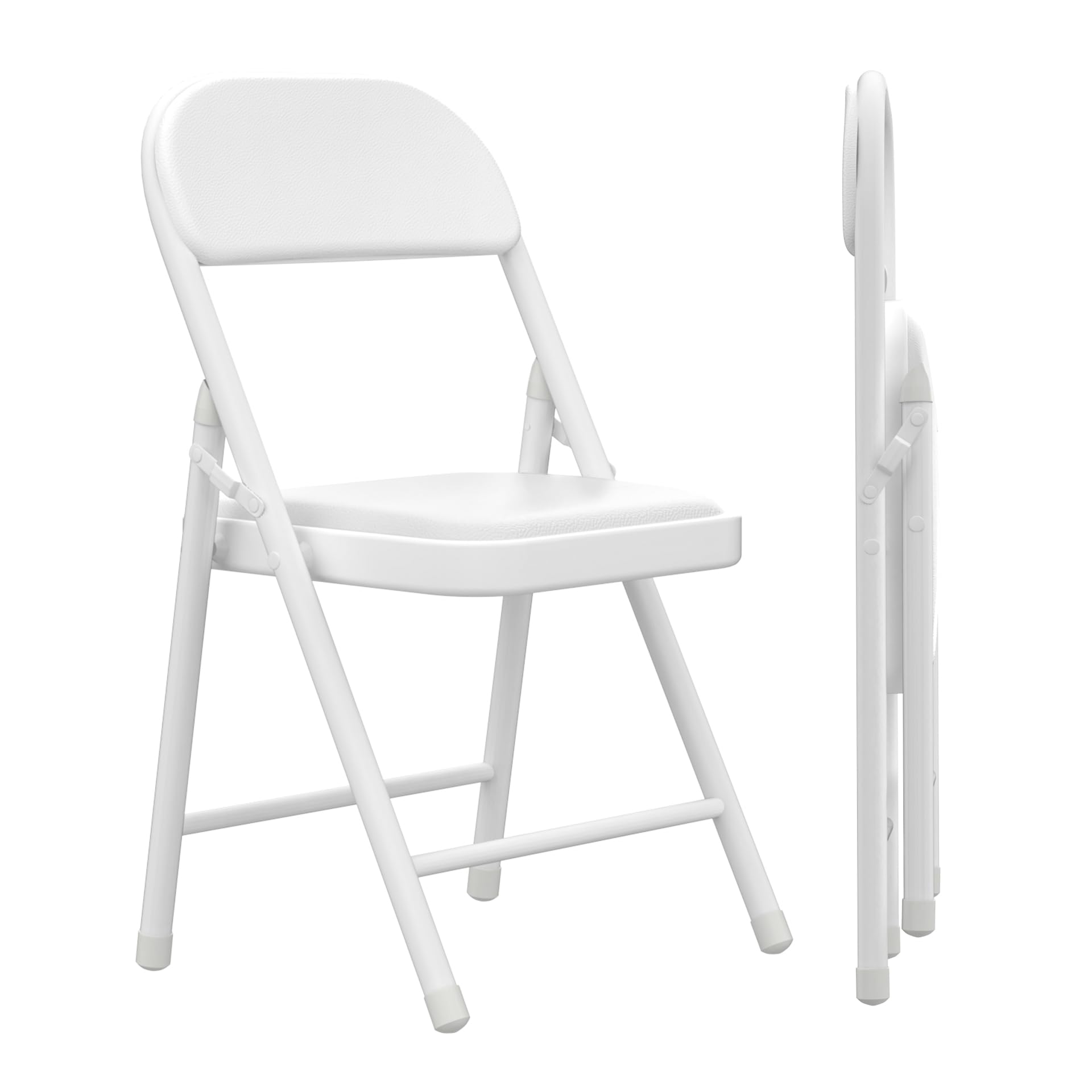 Pack 2 Sillas Plegables Comedor, Silla Plegable Acolchada, Silla Plegable Salon, Sillas Plegables Confortables, Asiento Auxiliar para el Hogar, Ideal para Cocina, Salón, Dormitorio (Blanco)