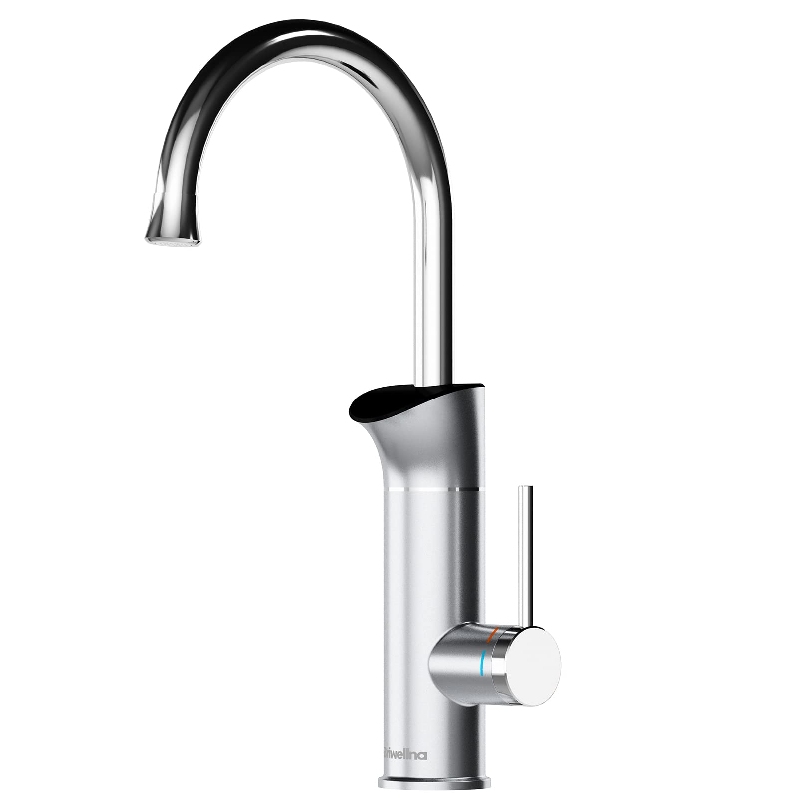 Instant Hot Water Heater Tap with Digital Display, 220V Tankless 360 Degree Rotate Electric Water Heating Taps for Kitchen Home Indoor (Silver)