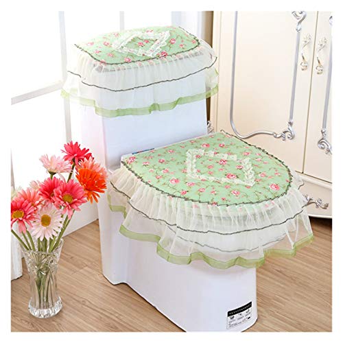 WAYYQX Toile Sitzauflagen 3 Stück/Set Toilettensitzabdeckung Combo Europäische Spitze Badezimmer WC-Sitzkissen-Wasser-Behälter-Abdeckung Obere Abdeckung Pastoral Winter-U-förmig WC Belag (Color : D) – Bild 5