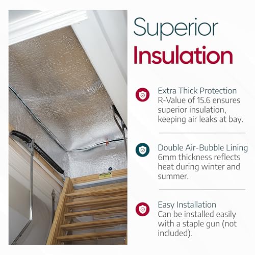 Attic Door Insulation Cover for Pull Down Ladder or Stair 25" x 54" x 11"- R-Value 15.6 Extra Thick Fire Proof Attic Tent Stairway Insulator with Easy Installation, Door Seal Hatch by Miloo by Miloo - Image 6