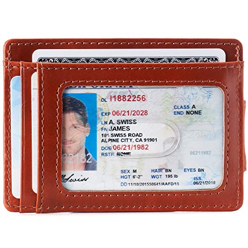 Image of alpine swiss Harper Mens RFID Slim Money Clip Front Pocket Wallet Minimalist Leather ID Card Holder