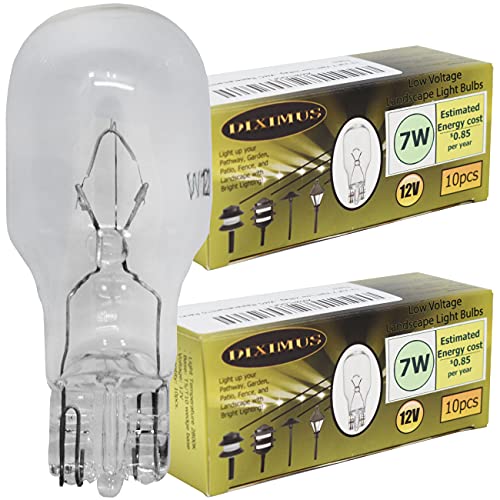 Diximus Landscape Light Bulbs - 20 Pack - 12V Light Bulb - 7 Watt Low Voltage Light Bulbs - T5 Wedge Base Bulbs - Compatible With Malibu Lights - Patio Garden Light Bulbs #TOP25