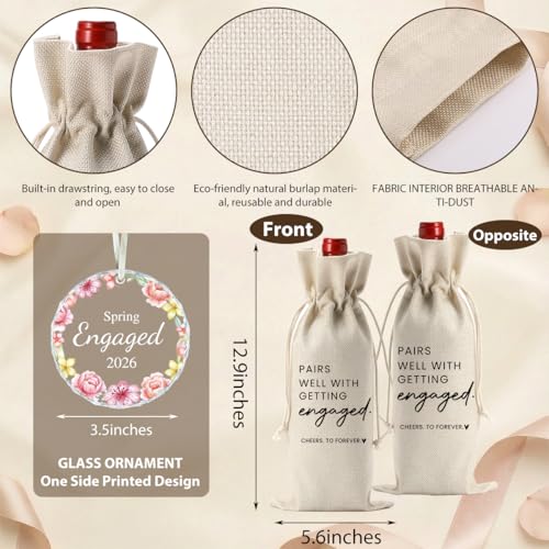 Image of Engaged Gifts Engagement Gifts for Couples Her, Engagement Party Decorations for Women Couple Bride Wedding Our Spring Engaged Wine Bag Acrylic Ornament 2026