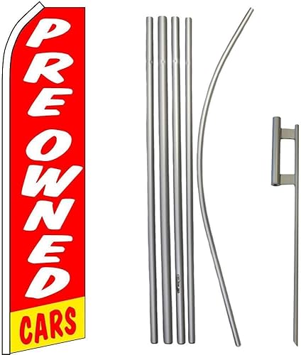 Premium Preowned Cars RedSwooper Flag & 16ft Flagpole KitGround