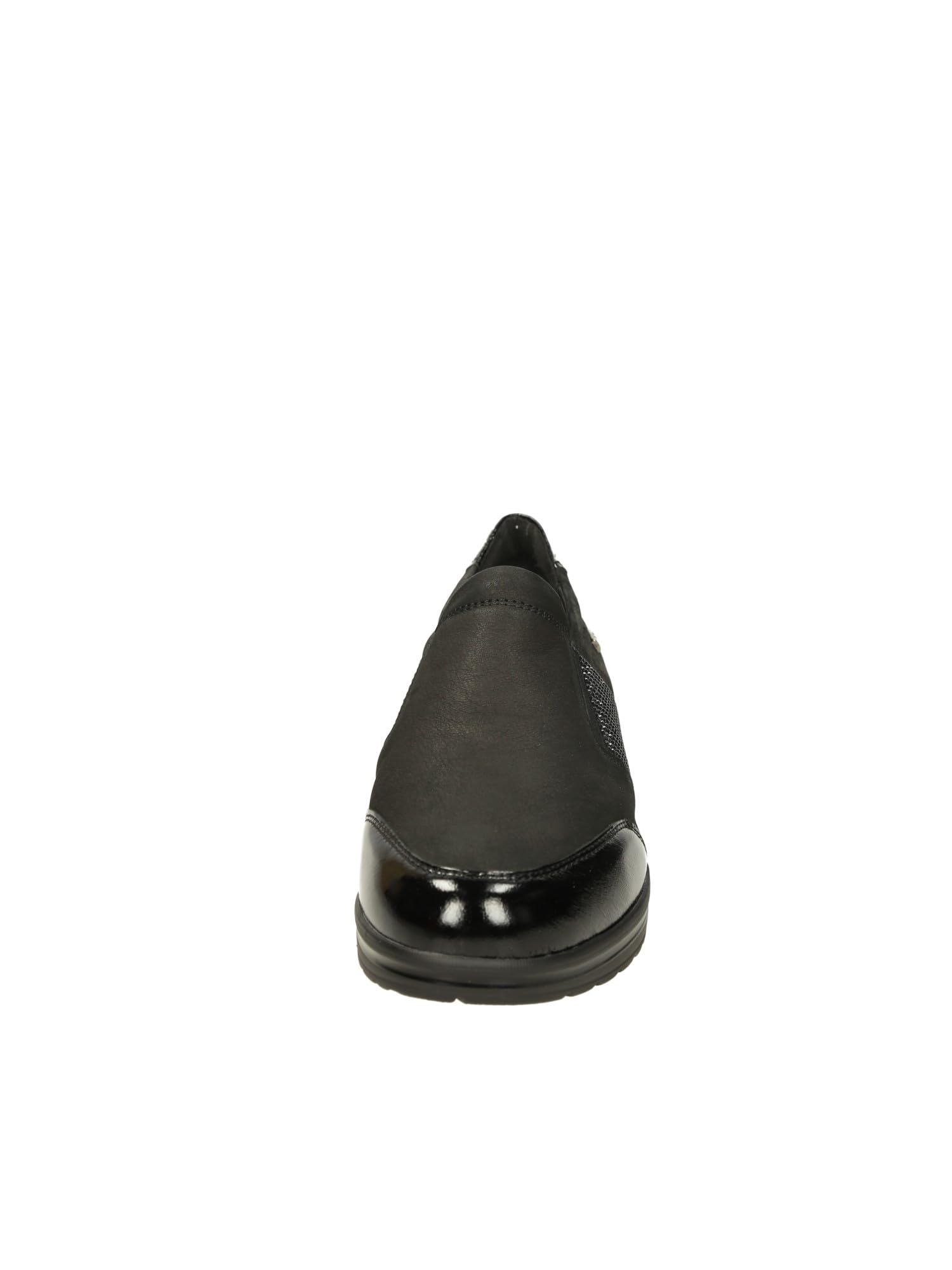 Valleverde VD200AF Mocassini Casual Donna Pelle Nero Tacco Zeppa 4Cm Suola Gomma