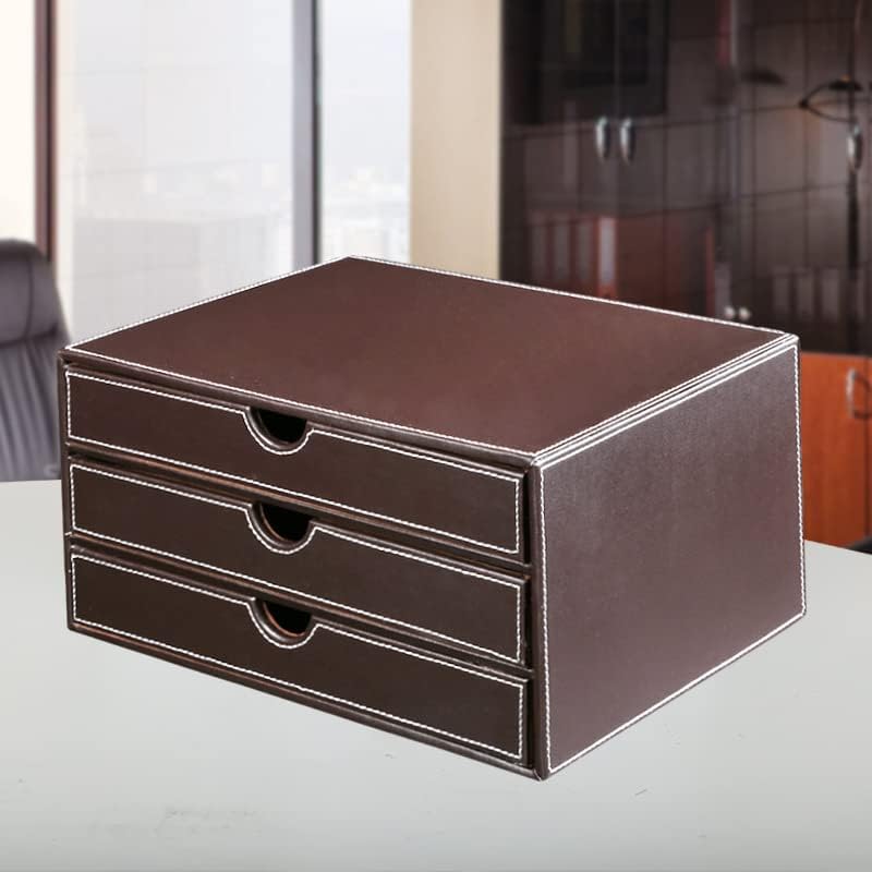 レターケース A4 書類ケース 引き出し付き 多機能PUレザーデスクオーガナイザー デスクトップストレージボックス用品 トレー キュ