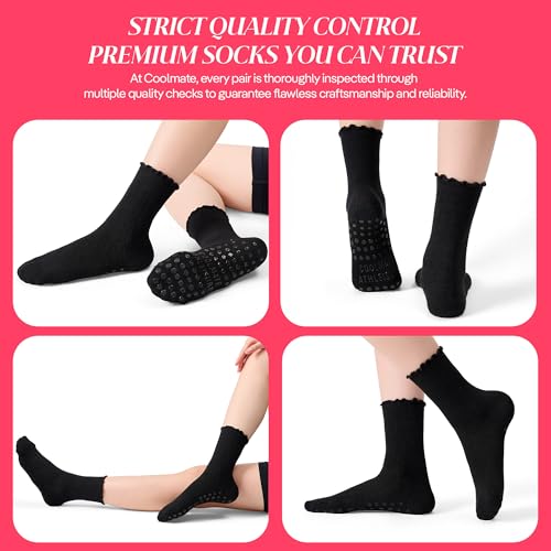 Image of CoolMate Pilates Socks with Grips for Women, Non Slip Yoga Socks