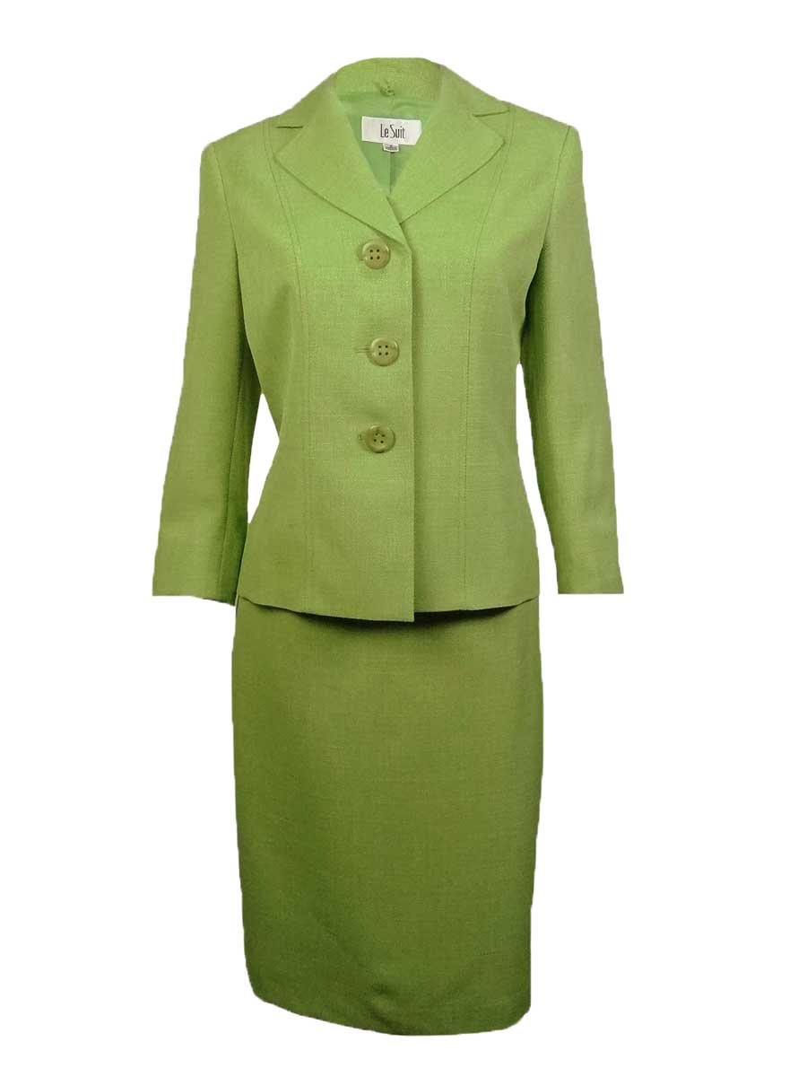 Women's Textured Weave 3/4 Sleeve Jacket and Skirt Suit Set