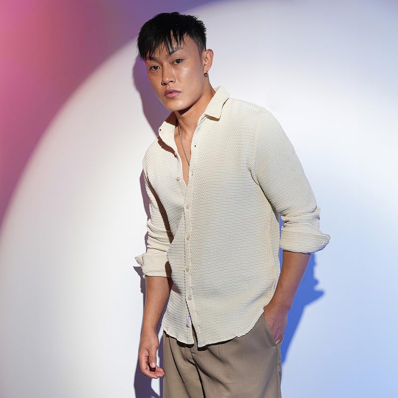 Image of CAHOOT Men's Solid Utility Shirt | Casual Wear | Spread Collar | Long Sleeve | Button Closure | Shirt Crafted with Comfort Fit for Everyday Wear