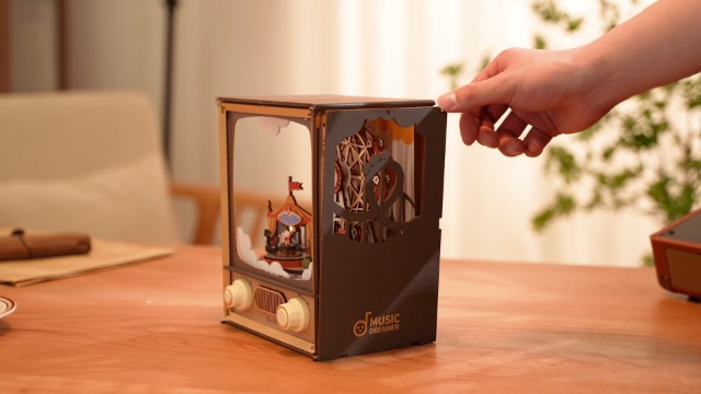 ROWOOD Puzzle 3D para Caja Musica | Maquetas Construir Madera Parque de Atraccione con Luces LED | Regalos para Adultos y Adolescente