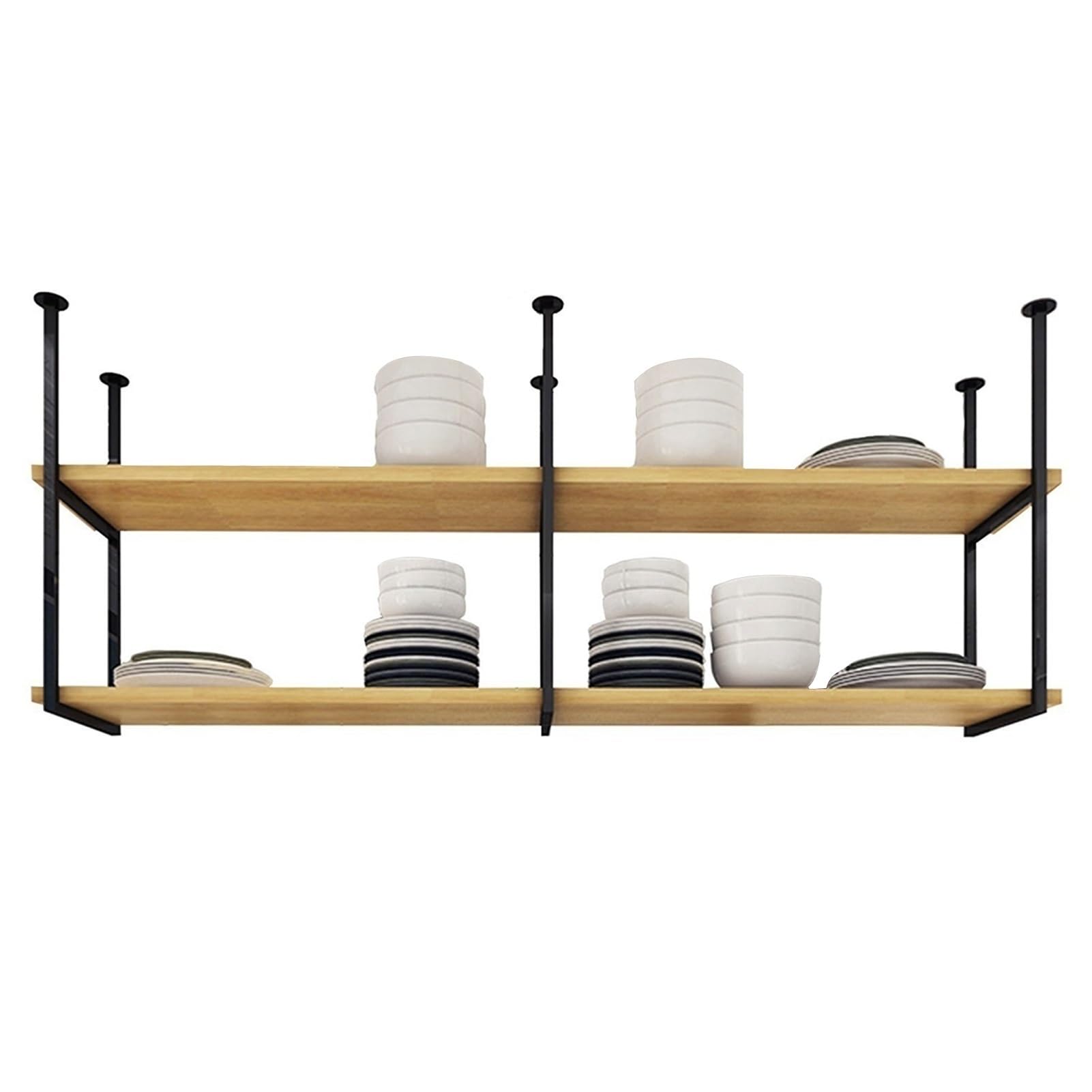 Étagère murale de cuisine style tuyaux pour un coin café moderne