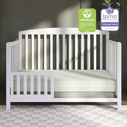 Image of Dream On Me 2-in-1 Meadow Baby Crib Mattress, GREENGUARD Gold | Made in USA, Dual Sided, BSA Verified, ASTM & CPSC Tested, Fits Full Size Crib and Toddler Bed 52 inchx28 inchx5 inch, Waterproof Cover