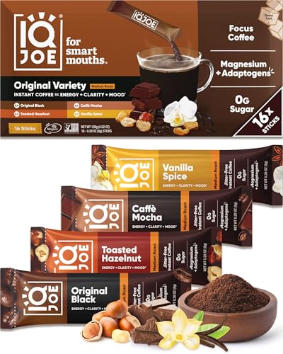 IQJOE Mushroom Instant Coffee, 16 Count Variety Pack