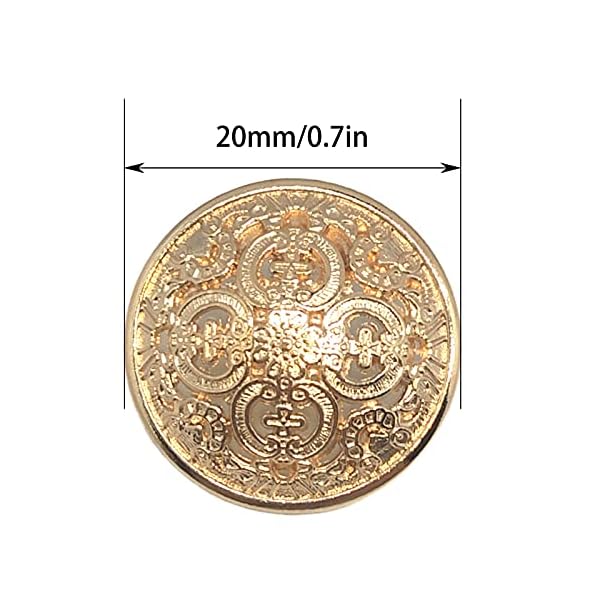 20PCS Clothes Button - Retro Hollow Sewing Button Shank Round Shaped Metal Button Set for Men Women Blazer, Coat, Uniform, Shirt, Suit and Jacket (Light Gold, 20mm) - Image 5