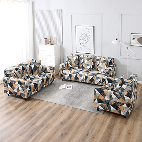 Image of HOKIPO Polyester, Spandex Stretchable Cushion Cover for Sofa, Multicolor, 16x16,(AR-4098-D3*2)