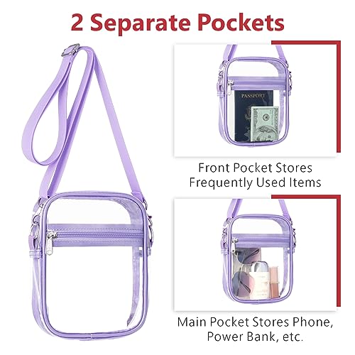 Image of PACKISM Clear Purse for Stadium Events - Clear Crossbody Bag for Women | Adjustable Wide Strap, 2 Easy-Access Pockets, Thick 0.5mm PVC, for Sport Game Day Concert Festival, Clear Bag Stadium Events