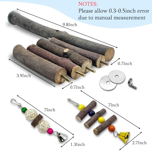 Image of Hamiledyi Bird Perch Stand Toy, Natural Wood Bird Perch Stand Birds Perch Toys with Rotating Balls Parakeet Toys for Parakeets Cockatiels Conures Budgies Finches Love Birds