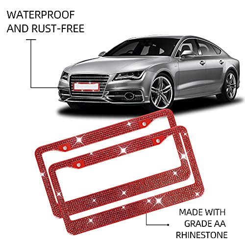 Miuincy CPK-R 2Pack Red Rhinestone License Plate Frame thumb #4