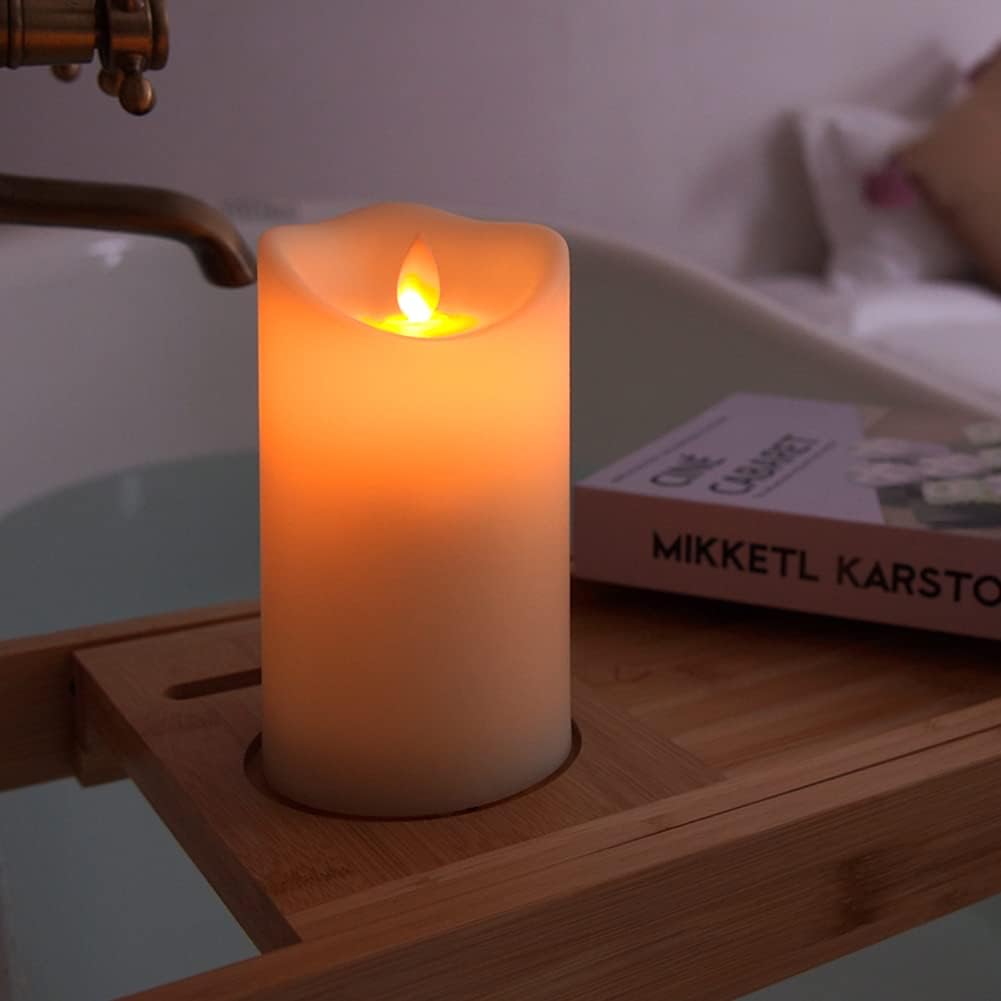 Homemory 6” x 3.25” Outdoor Waterproof Flameless Candles, Flickering Moving Flame LED Candles, Battery Operated Candles with Remote and Timers, Ivory Frosted Plastic, Set of 2 : Tools & Home Improvement
