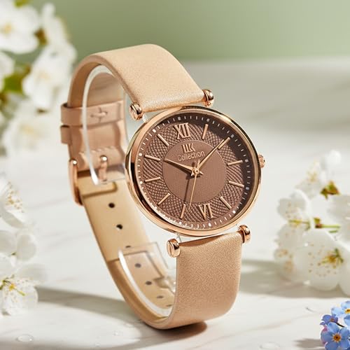 Image of IIK COLLECTION Watches for Women Round Dial |Analogue Quartz Movemnet Ladies Watch|Long Battery Life|Leather Bracelet Strap|Buckle Lock Clasp Safety Watches for Girls