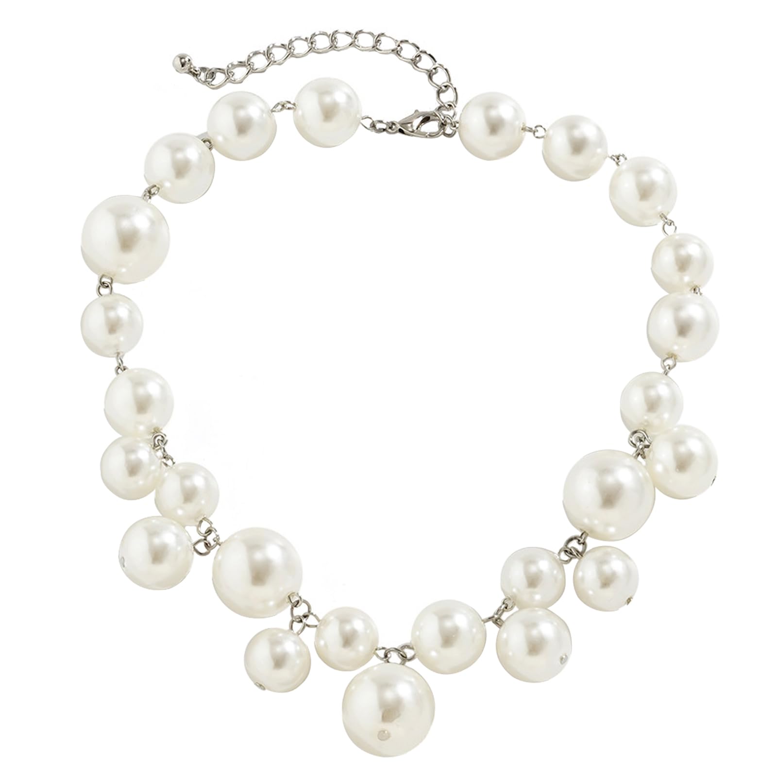 feimeng jewelryExaggerated Punk Big Ball Necklaces for Women - Creative Irregular Gold/Silver Ball & Pearl Beads Choker, Party Bar Daily Wear Accessories Gifts