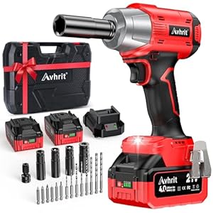 Cordless Impact Wrench, 480Ft-lbs (650N.m) 1/2 Inch Impact Gun Brushless, 3300RPM Electric Impact Wrench, 2x 4000mAh Batteries, 4 Sockets, Charger, Power Impact Driver for Car Home