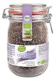 Bügelglas Kopp Vital Bio Chia-Samen im Bügelglas  700 g  vegan  Ohne Gentechnik  Zusatzstofffrei  Glutenfrei  Laktosefrei  Hergestellt in der EU  100% Chia-Samen