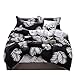 Produktbild Loussiesd Idyllisch Botanisch Blatt Bettwäsche Set Palmenblätter Muster Reversibel Bettbezug 135x200cm 100% Mikrofaser Polyester Bettbezug mit 1 Kissenbezug 80x80cm Weiß schwarz