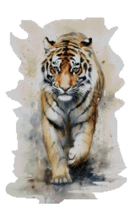Broderie au point de croix 14 carats 150x220 points coton tigre sauvage
