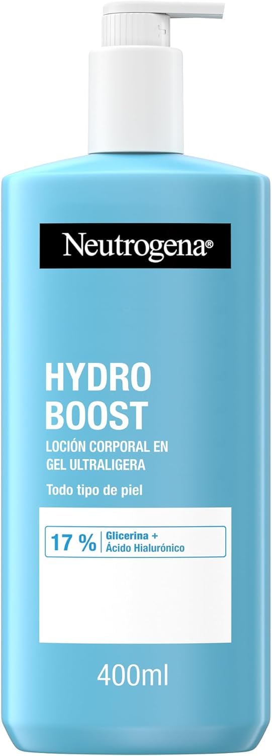 Neutrogena Hydro Boost Loción en Gel Ultraligera (400 ml), crema hidratante corporal refrescante con Glicerina y Ácido Hialurónico para todo tipo de piel
